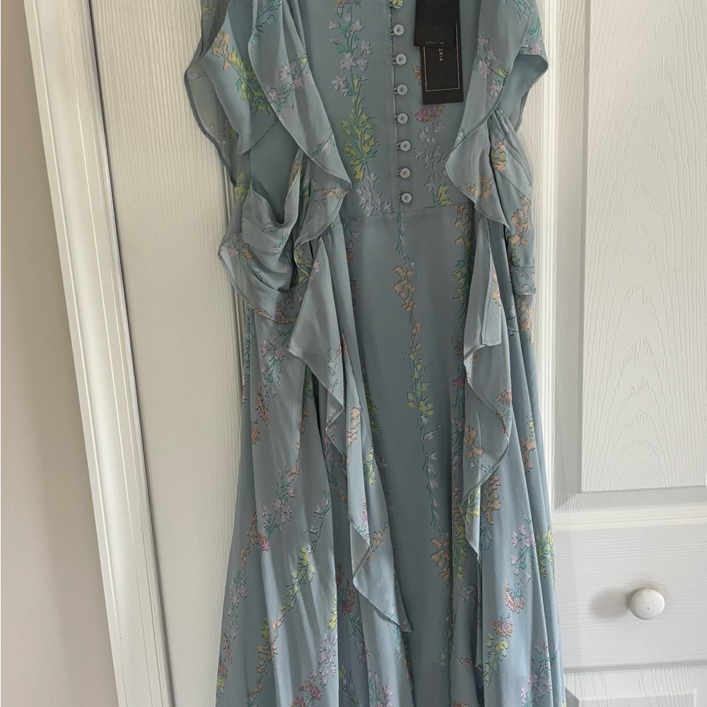 BCBGMaxAzria Floral Midi Dress in Soft Blue